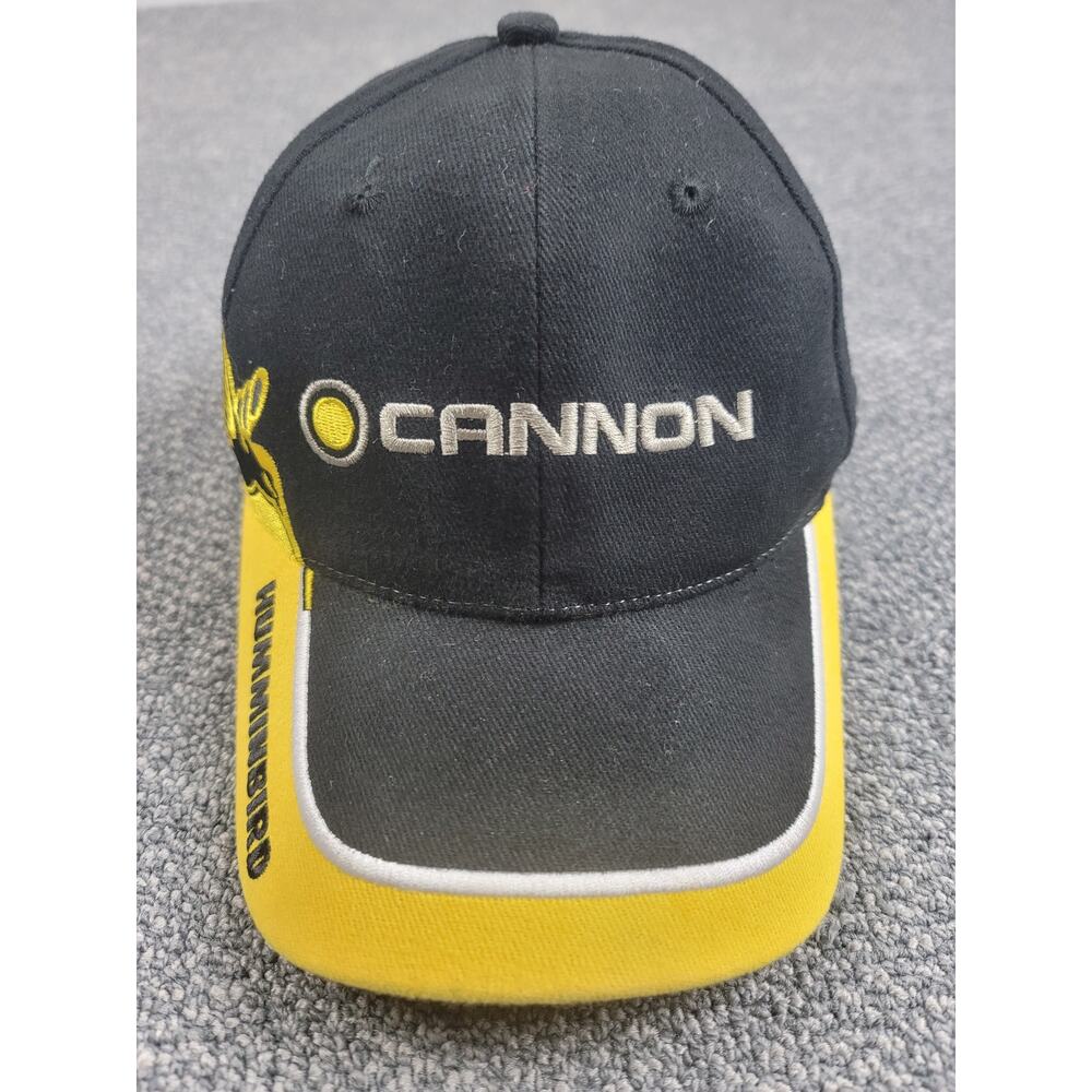 Humminbird Cannon Fishing Embroidered Hat Baseball Cap Black Yellow Adjustable
